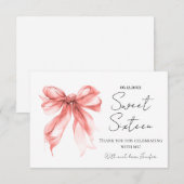 Carte De Remerciements Rose Gold Bow Coquette Script Sweet 16 Thank You  (Devant / Derrière)