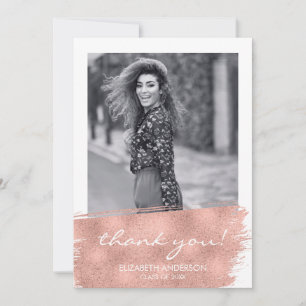 Carte De Remerciements Rose Gold Brushstroke Graduation