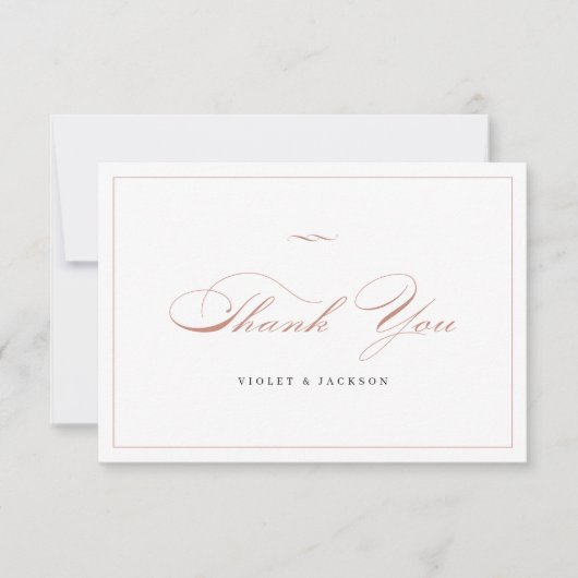 Carte De Remerciements Rose Gold Classic Élégance Script Simple (Devant)