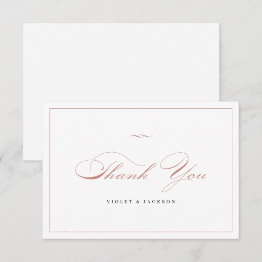 Carte De Remerciements Rose Gold Classic Élégance Script Simple (Devant / Derrière)