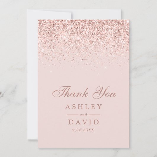 Carte De Remerciements Rose Gold Confetti Blush Pink Mariage moderne (Devant)