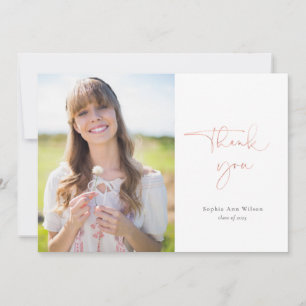 Carte De Remerciements Rose Gold Décontracté Script Photo Graduation Merc