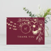 Carte De Remerciements Rose Gold et Mariage Bourgogne (Debout devant)