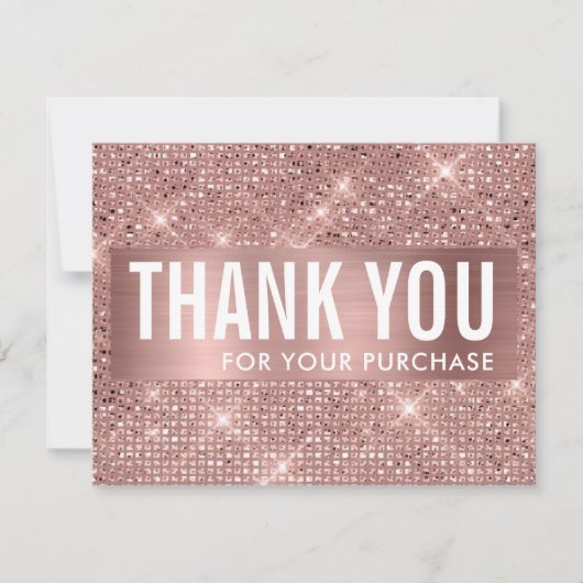 Carte De Remerciements Rose Gold Faux Shimmer & Foil (Devant)