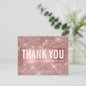 Carte De Remerciements Rose Gold Faux Shimmer & Foil (Debout devant)