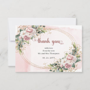Carte De Remerciements Rose Gold Floral Eucalyptus Élégant Mariage