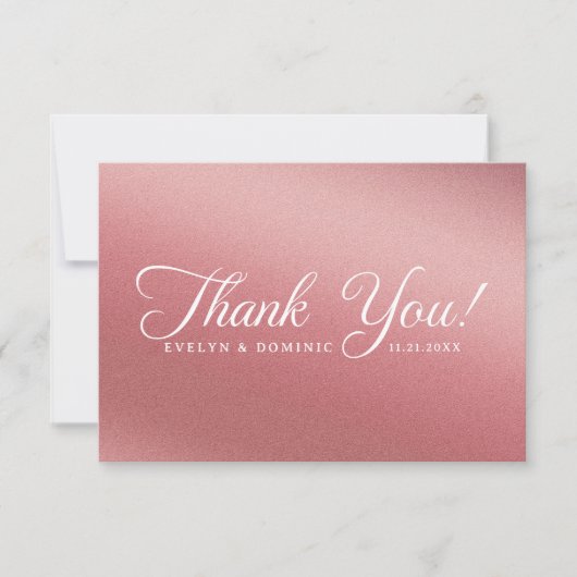 Carte De Remerciements Rose Gold Gradient Modern Minimalist Wedding (Devant)
