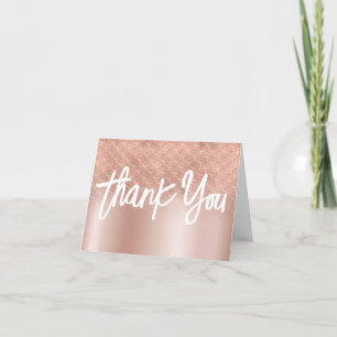 Carte De Remerciements Rose Gold Luxe Mermaid Pailleté Ombré