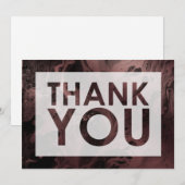 Carte De Remerciements Rose Gold Marbre sur Fond Noir avec Découpe (Devant / Derrière)