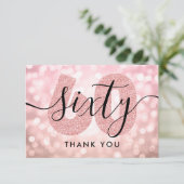 Carte De Remerciements Rose Gold Moderne Élégant Remerciement 60ème Anniv (Debout devant)