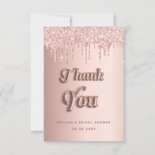 Carte De Remerciements Rose gold pailleté rose luxueux pour enterrement d (Devant)