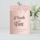 Carte De Remerciements Rose gold pailleté rose luxueux pour enterrement d (Debout devant)