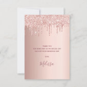 Carte De Remerciements Rose gold pailleté rose luxueux pour enterrement d (Dos)