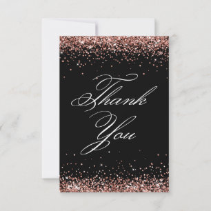Carte De Remerciements Rose Gold Parties scintillant Black Elegant 40e an