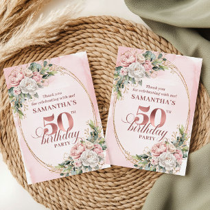 Carte De Remerciements Rose Gold Radieux Remerciement 50e Anniversaire
