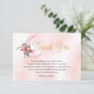 Carte De Remerciements Rose gold rose Nous sommes au-dessus de la Lune ba