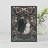 Carte De Remerciements Rose Gold Sage Enchanted Gothique Raven Mariage (Debout devant)