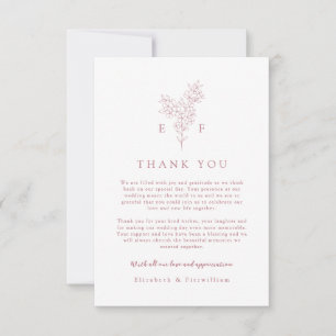 Carte De Remerciements Rose Gold Simple Elegant Cherry Blossom Mariage
