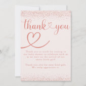 Carte De Remerciements Rose Gold Thank You Confetti Heart Script (Devant)