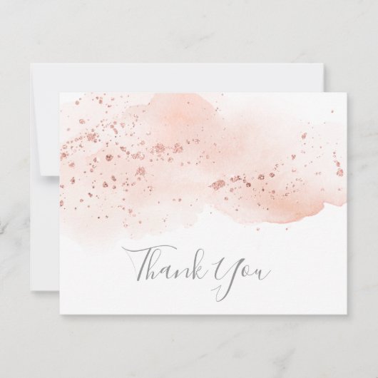 Carte de remerciements Rose Gold Watercolor (Devant)
