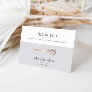 Carte De Remerciements Rose Gold Whisk   Bakery or Caterer Business