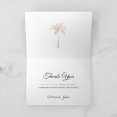 Carte De Remerciements Rose gris charbon or Palm Tree photo Mariage (Intérieur)