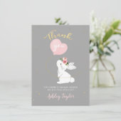 Carte de remerciements rose gris de lapin (Debout devant)