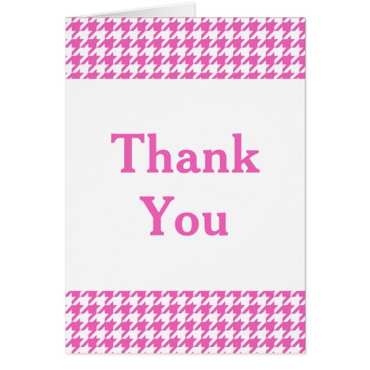 Carte de remerciements rose Houndstooth (Devant)