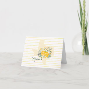 Carte De Remerciements Rose jaune du Texas - Gingham State avec des roses