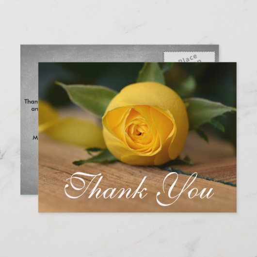 Carte de remerciements rose jaune Script (Devant / Derrière)