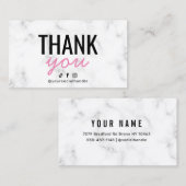 Carte de remerciements rose marbre  (Devant / Derrière)