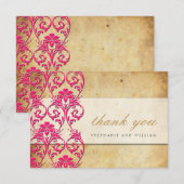 Carte de remerciements rose Mariage vintage (Devant / Derrière)