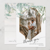 Carte De Remerciements Rose Moderne Simple Géométrique Feuillage Or Rose (Devant / Derrière)