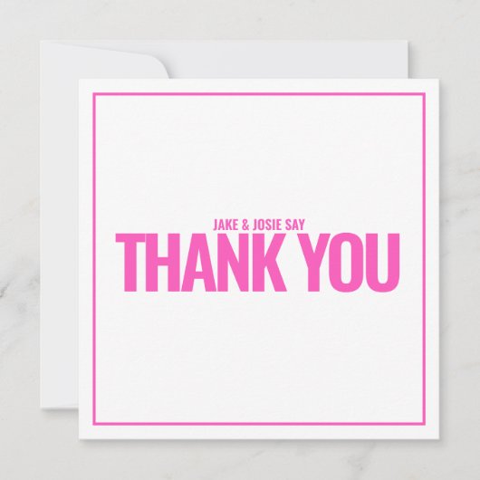 Carte de remerciements rose néon (Devant)