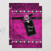 Carte de remerciements rose noir (Devant / Derrière)