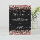 Carte de remerciements rose noir parties scintilla (Debout devant)
