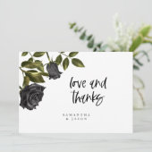 Carte De Remerciements Rose noir rustique Halloween Mariage blanc (Debout devant)