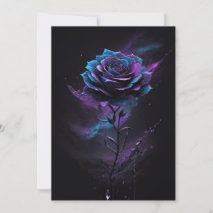 Carte De Remerciements Rose noire étoilée violette et bleue Splash Art