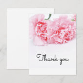 Carte de remerciements rose oeillet - Élégant (Devant / Derrière)