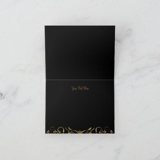 Carte de remerciements Rose or et noir (Intérieur)