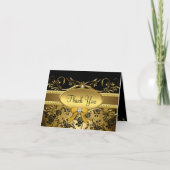 Carte de remerciements Rose or et noir (Devant)