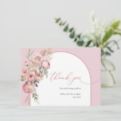 Carte De Remerciements Rose or fleurs pampas herbe boho arche (Debout devant)