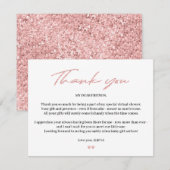 Carte De Remerciements Rose or parties scintillant bébé douche virtuelle (Devant / Derrière)