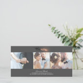 Carte De Remerciements Rose Or Plumes trempées Mariage élégant (Debout devant)