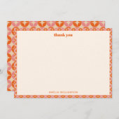 Carte De Remerciements Rose Orange Milieu du Siècle Mod Fête de Mariage P (Devant / Derrière)