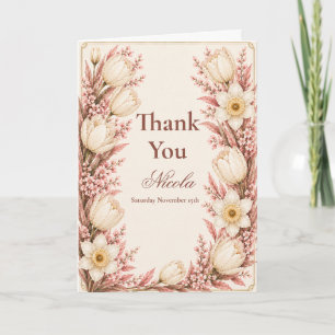 Carte De Remerciements Rose Pâle Et Champagne Anniversaire