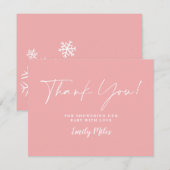 Carte de remerciements rose pâle hiver (Devant / Derrière)