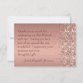 Carte De Remerciements Rose Parties scintillant d'or Sentiment Bat mitzva (Dos)