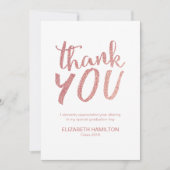 Carte De Remerciements Rose Parties scintillant or mignonne Script Gradua (Devant)
