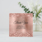 Carte De Remerciements Rose Parties scintillant or Monogramme 90e anniver (Debout devant)